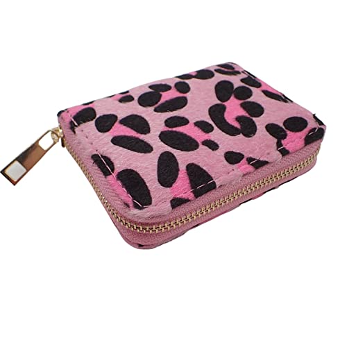 Topkids Accessories Mode Münzbörse Damen Geldbörse Reißverschluss Geldbörsen Niedlich Geld Krotitkarten Münzhalter, Leopardenmuster, Pink, 11cm x 9cm, Retro von Topkids Accessories