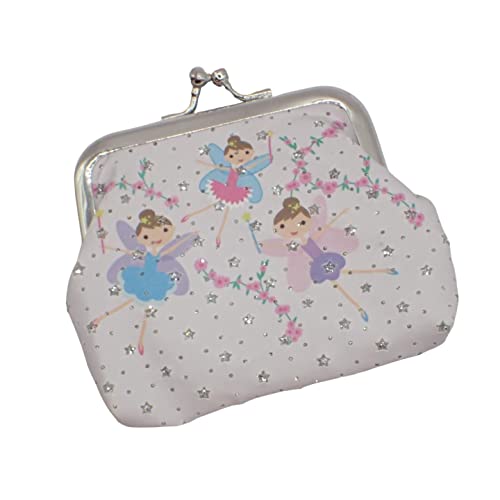 Topkids Accessories Münzbörse Niedliche Kinder Geldbörse Mädchen Geldbörse, Feen-Prinzessinnen-Druck und glitzernde Sterne mit Verschluss, S, Casual von Topkids Accessories