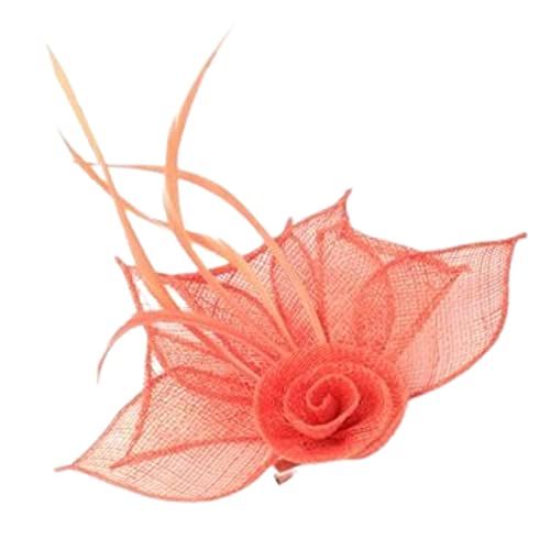 Topkids Accessories Rose Blume Haarspange Fascinator Haarspange Fascinator Haarspangen Sinamay Brosche Pin & Schnabelclip Haarspange Geeignet für Mädchen, Frauen, Damen (Koralle) von Topkids Accessories