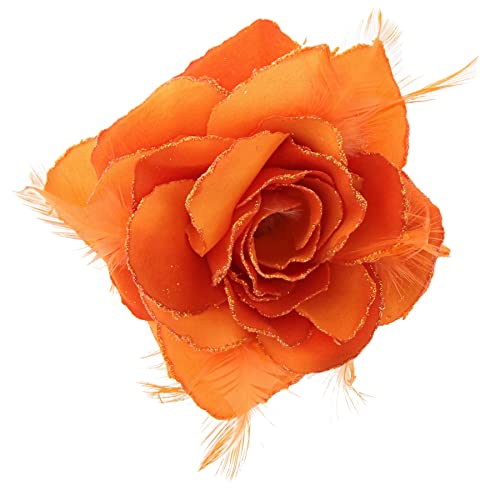 Topkids Accessories Rose Flower Hair Clip Hairband Floral Corsage Fascinator Hair Band Aligator Bechnabel Grip for Women & Girls Wedding Prom Party Special Occasion (Orange 2Tone) von Topkids Accessories