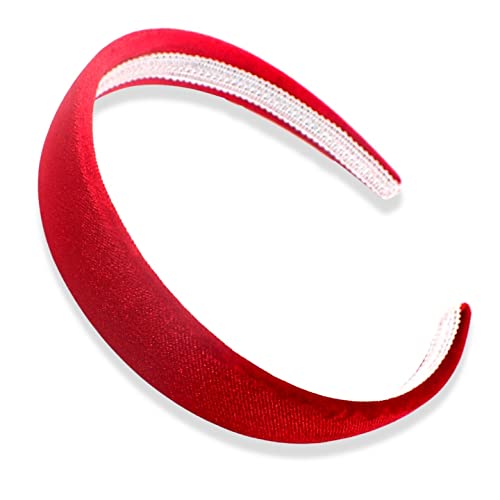 Topkids Accessories Samt-Haarreif, luxuriöses Stirnband, Stirnband, Haarband, Haarband, für Erwachsene, Damen, Mädchen, Kinder, Hochzeit, Braut, modisch, Wunderland, 2,5 cm dick, breit, Rot von Topkids Accessories