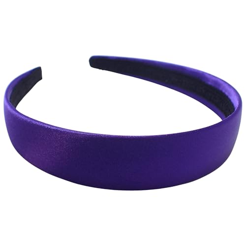 Topkids Accessories Satin-Haarreif mit Haarband, Haarband, Damen, Erwachsene, Mädchen, Kinder, Schule, 60er, 70er, 80er, einfarbig, 2,5 cm dick, breit, hart (lila) von Topkids Accessories