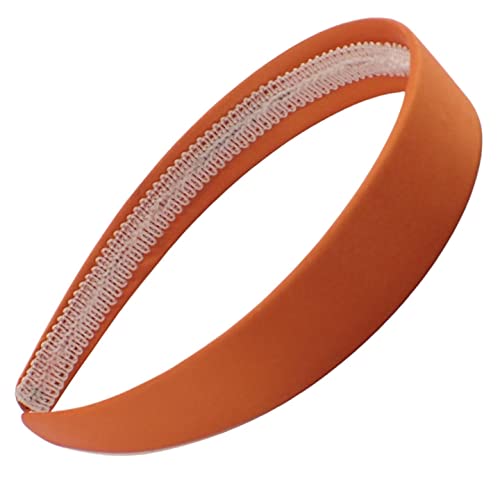 Topkids Accessories Satin-Haarreif mit Haarband, Haarband, für Damen, Erwachsene, Mädchen, Kinder, Schule, 60er, 70er, 80er, einfarbig, 2,5 cm dick, breit, hart (helles Orange) von Topkids Accessories