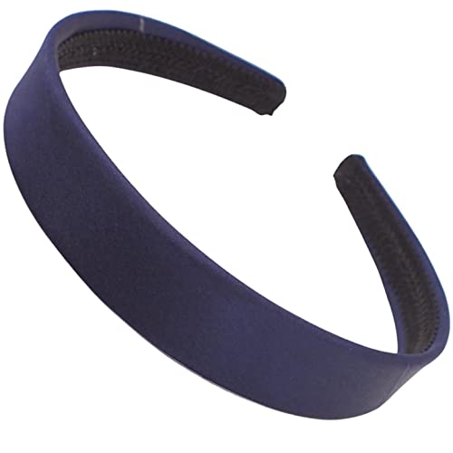 Topkids Accessories Seidig glänzendes, einzelnes Satin-Stirnband, Haarreif für Kinder und Frauen, bunt, 70er, 80er, 90er, für Schule oder Kostüme (Marineblau) von Topkids Accessories