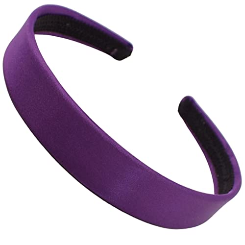 Topkids Accessories Seidig glänzendes, einzelnes Satin-Stirnband, Haarreif für Kinder und Frauen, bunt, 70er, 80er, 90er, für Schule oder Kostüme (lila) von Topkids Accessories