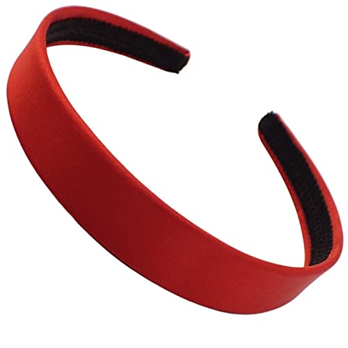 Topkids Accessories Seidig glänzendes, einzelnes Satin-Stirnband, Haarreif für Kinder und Frauen, bunt, 70er, 80er, 90er, für Schule oder Kostüme (rot) von Topkids Accessories