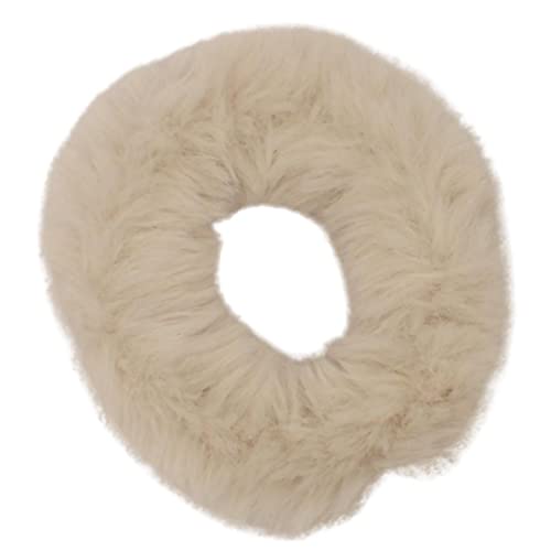 Topkids Accessories Super Flauschiger Kunstfell-Haargummi, mittlere Größe Scrunchie für dickes & dünnes Haar für Frauen & Mädchen, flauschige Haargummis, weicher Pferdeschwanzhalter (Creme) von Topkids Accessories