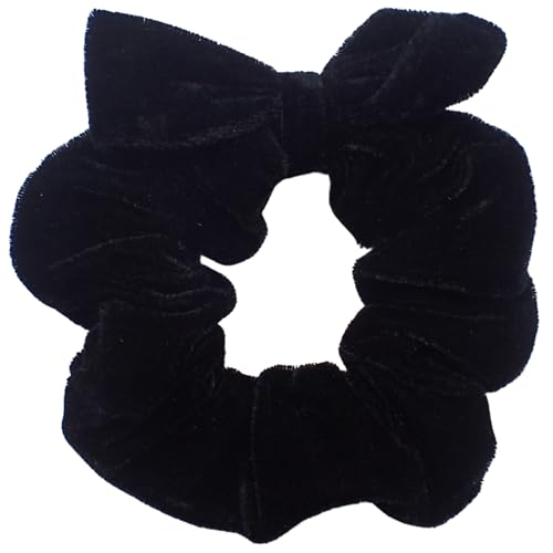 Topkids Accessories Vintage Samt Scrunchie mit Spitzenbesatz Hübsche Vintage Haarband Haargummi für Frauen Mädchen Cute Cottagecore Scrunchies für Dickes & Dünnes Haar (Schwarze Schleife) von Topkids Accessories