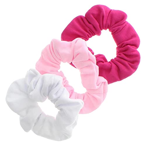 Topkids Accessories Weicher Jersey Stoff Haargummis Scrunchie Scrunchies Weiche Scrunchie Bommel Elastische Haarband Haargummis für Frauen Damen Mädchen Kinder - 3 Stück (Rosa) von Topkids Accessories