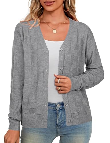 Toplop Pullover Damen Strickjacke Klassisch Open Front Textur Bolerojacke Solid Cardigan Top Grau S von Toplop