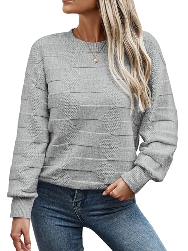 Toplop Pullover Damen Winterpullover Elegant Warm Strickpullover Oberteile Sweater Casual Winterpullis Grau L von Toplop