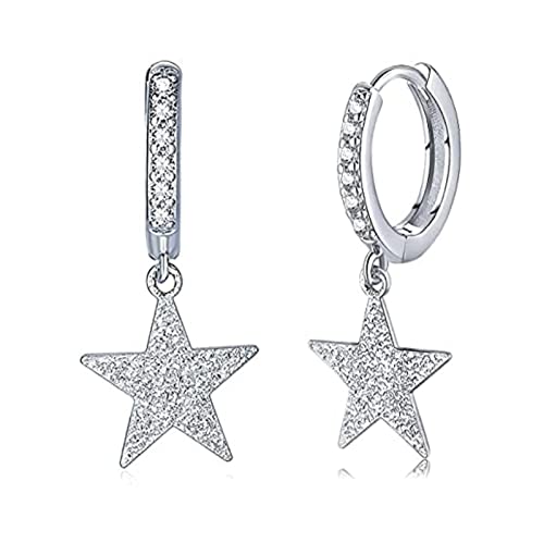 3 Sterling Silber 925 mit Sterne Anhänger für Mädchen, Siber Stern hängend Ohrringe mit Zirkonia, kleine Sterne Ohrringe für Damen von Toplstud