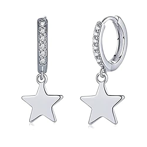Sterling Silber 925 mit Sterne Anhänger für Mädchen, Silber Stern hängend Ohrringe, kleine Sterne Ohrringe für Damen von Toplstud