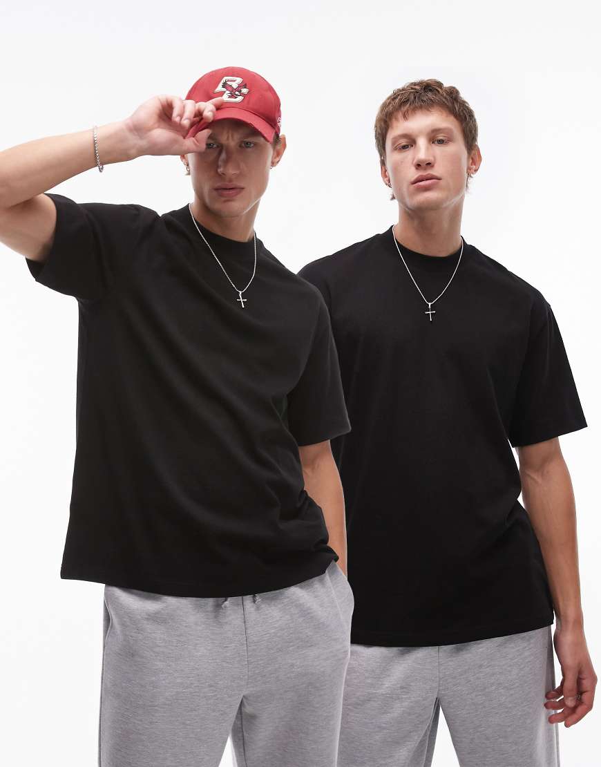 Topman - 2er-Pack Oversize-T-Shirts in Schwarz von Topman