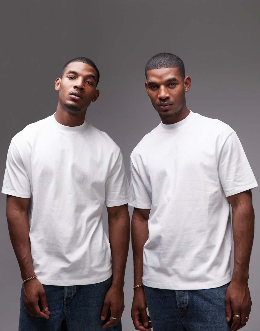 Topman - 2er-Pack Oversize-T-Shirts in Weiß-Bunt von Topman