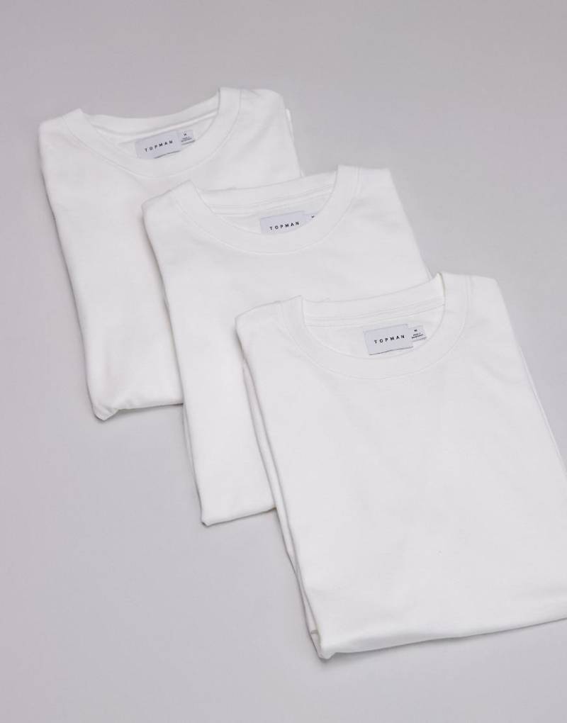Topman - 3er-Pack locker geschnittene T-Shirts in Weiß von Topman