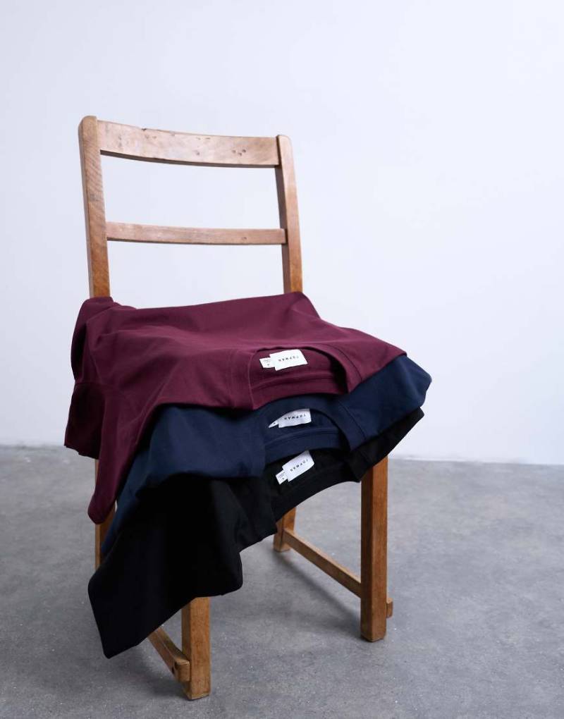 Topman - 3er-Pack Relaxed-Fit-T-Shirts in Schwarz, Marineblau und Burgunderrot-Bunt von Topman