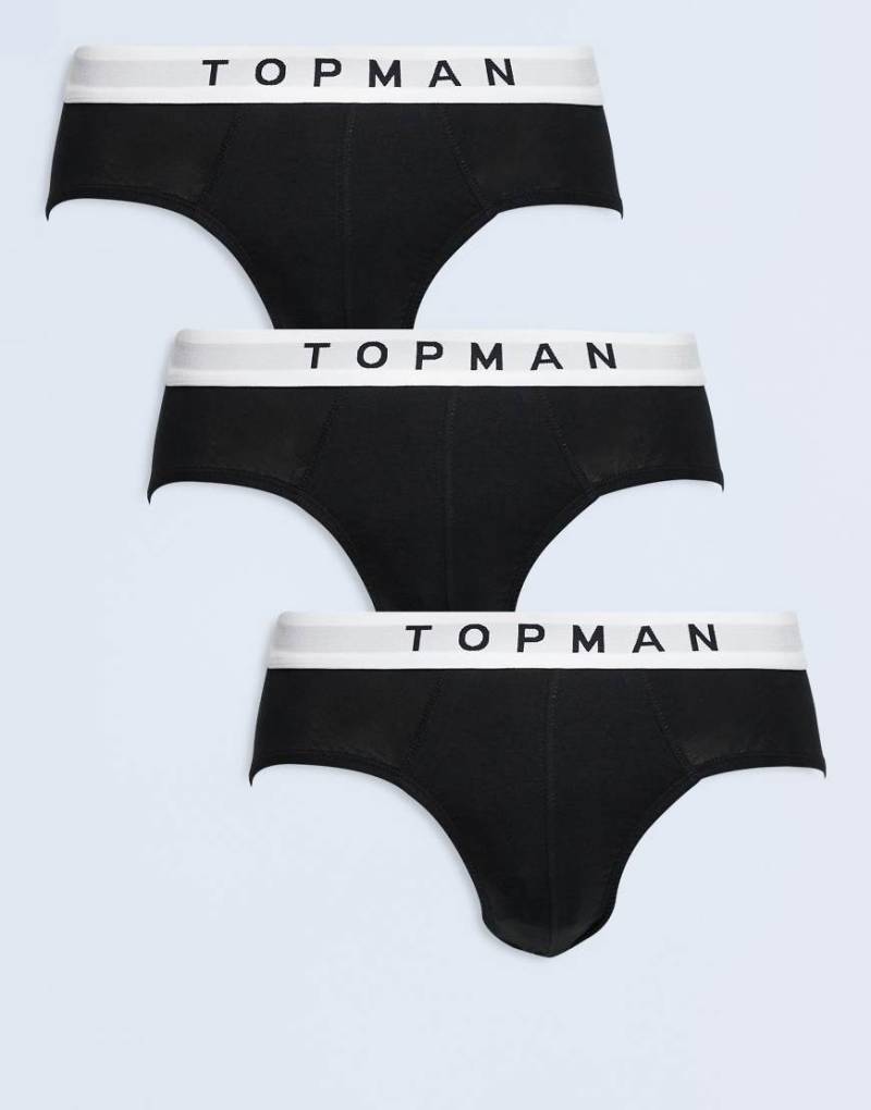 Topman - 3er-Pack Slips in Schwarz mit weißem Taillenbund von Topman