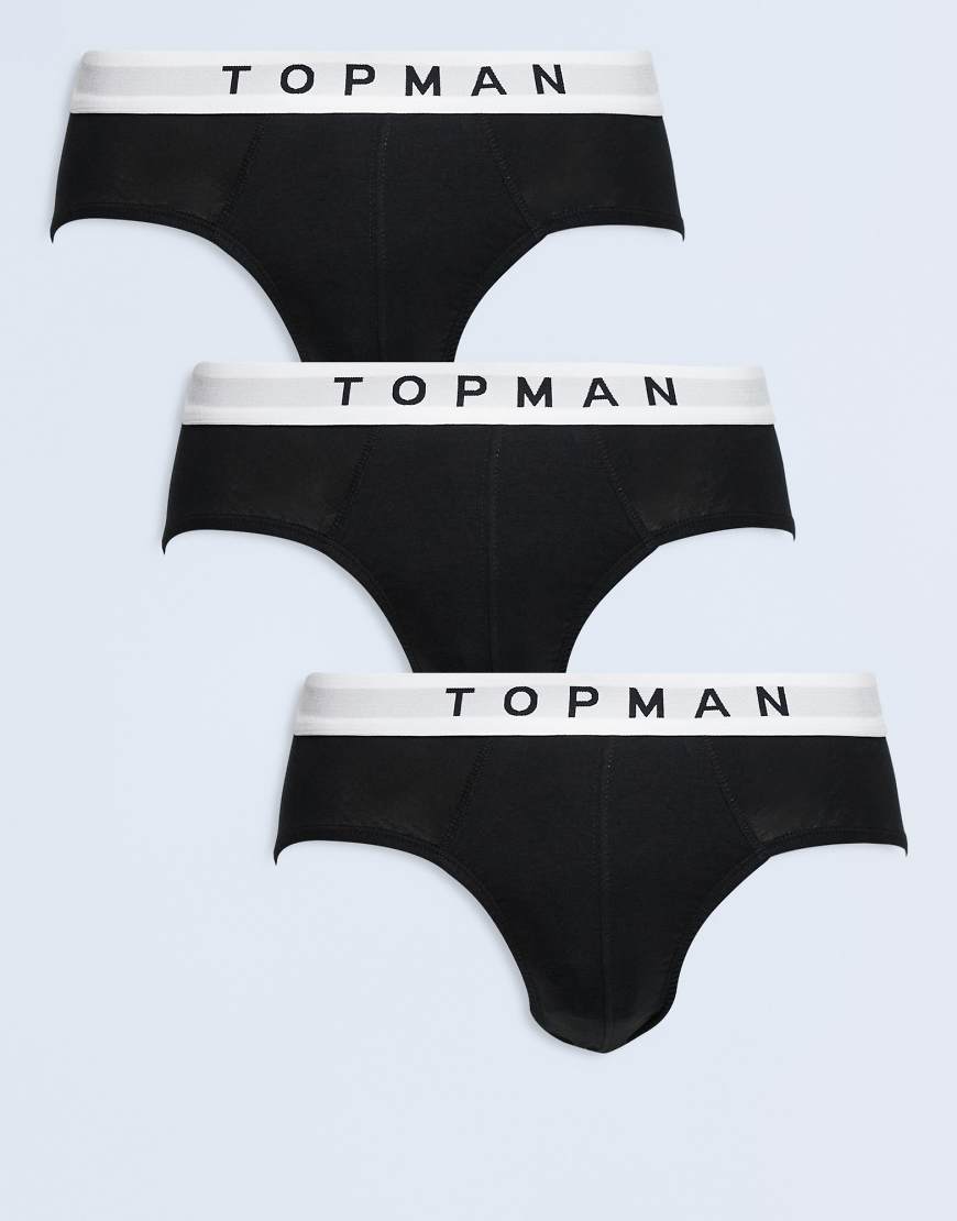 Topman - 3er-Pack Slips in Schwarz mit weißem Taillenbund von Topman