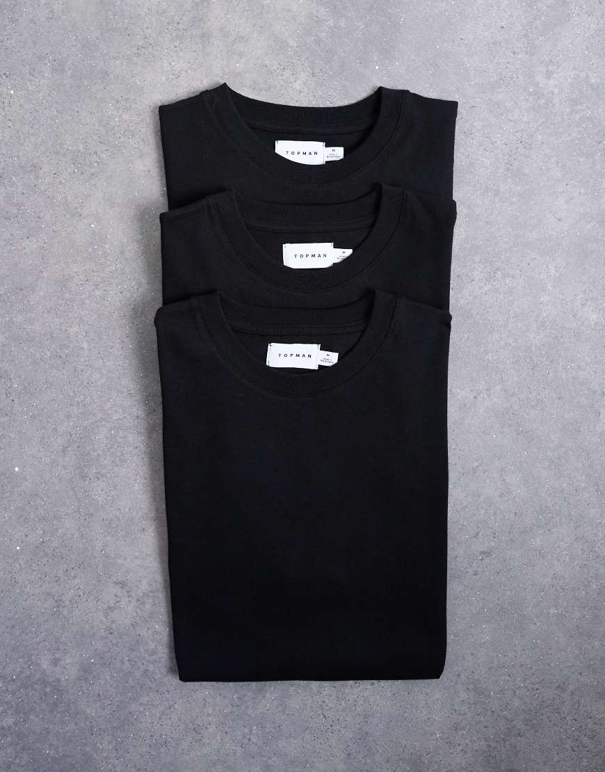 Topman - Klassische T-Shirts in Schwarz im 3er-Pack von Topman