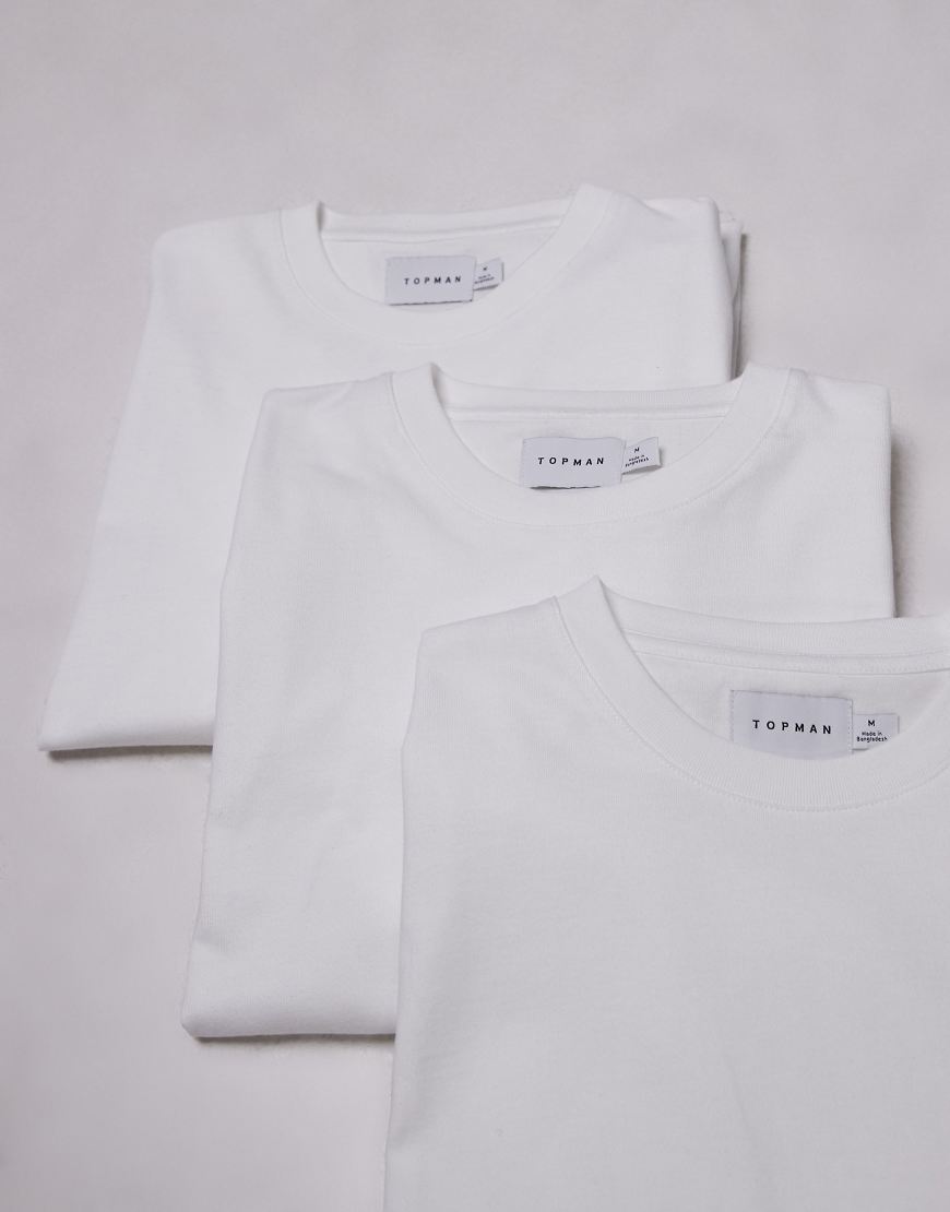 Topman - 3er-Pack T-Shirts in Weiß in regulärer Passform Topman - 3er-Pack T-Shirts in Weiß in regulärer Passform von Topman
