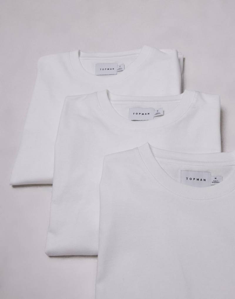 Topman - 3er-Pack T-Shirts in Weiß in regulärer Passform von Topman