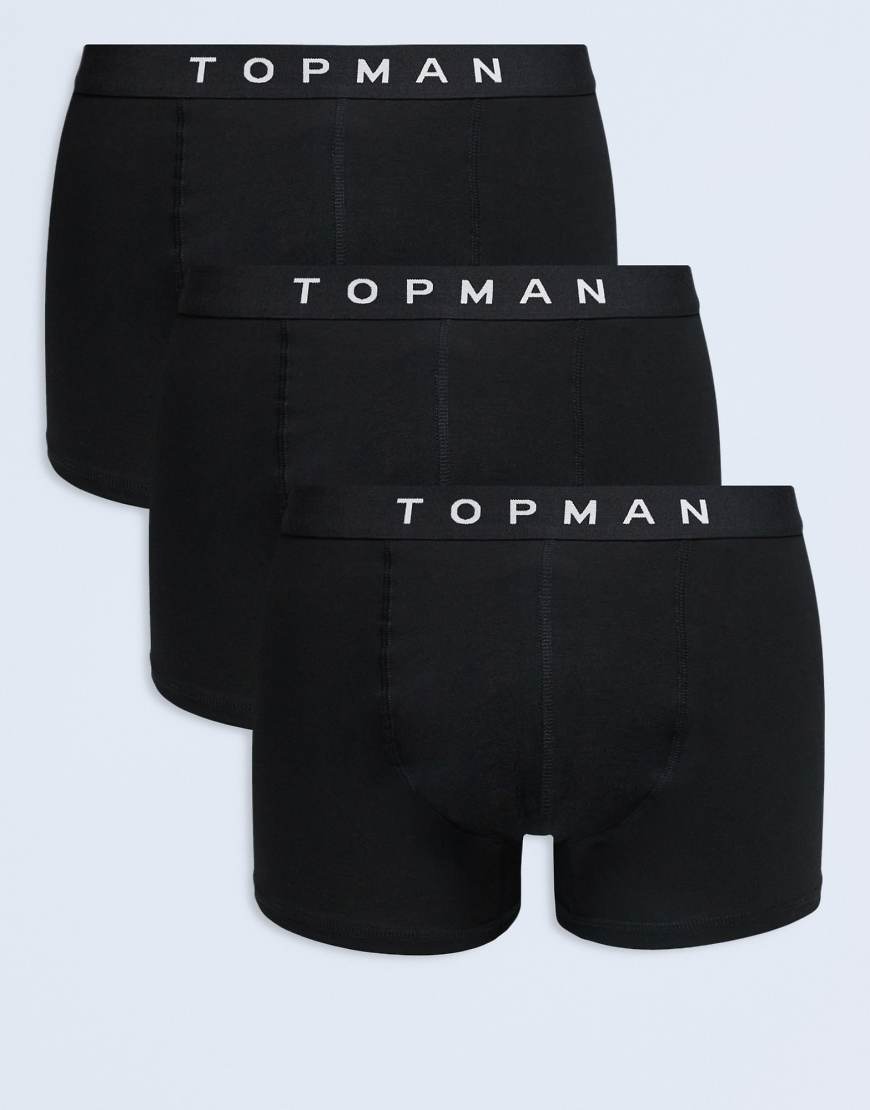 Topman - 3er-Pack Unterhosen in Schwarz mit schwarzem Bund von Topman