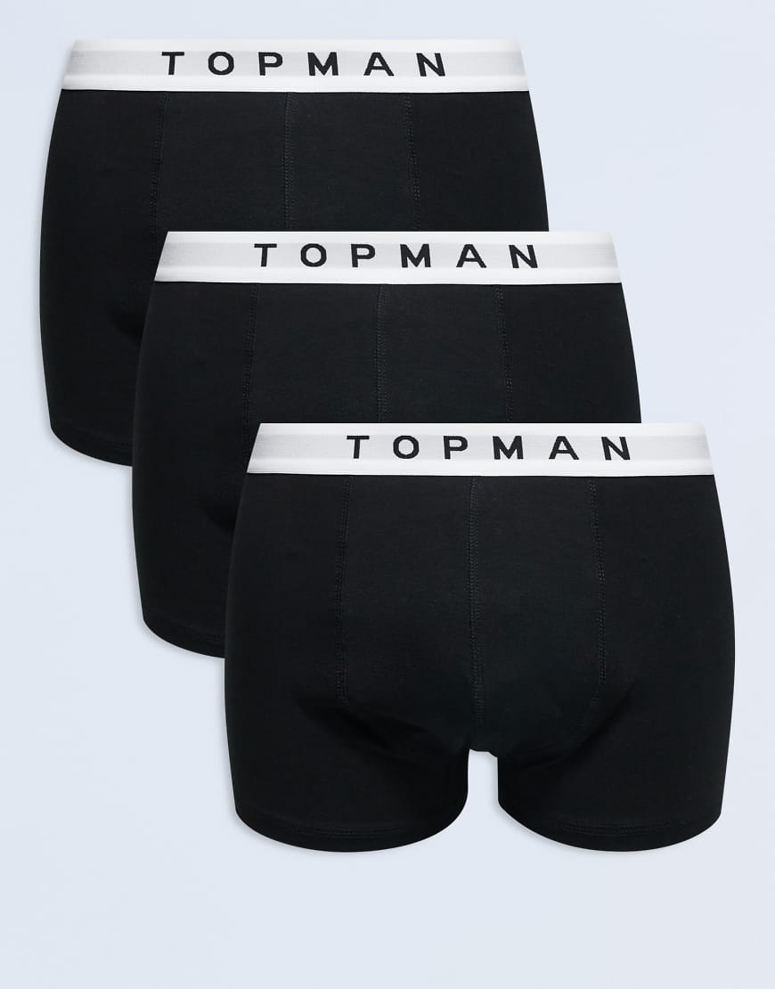 Topman - 3er-Pack Unterhosen in Schwarz mit weißem Bund von Topman
