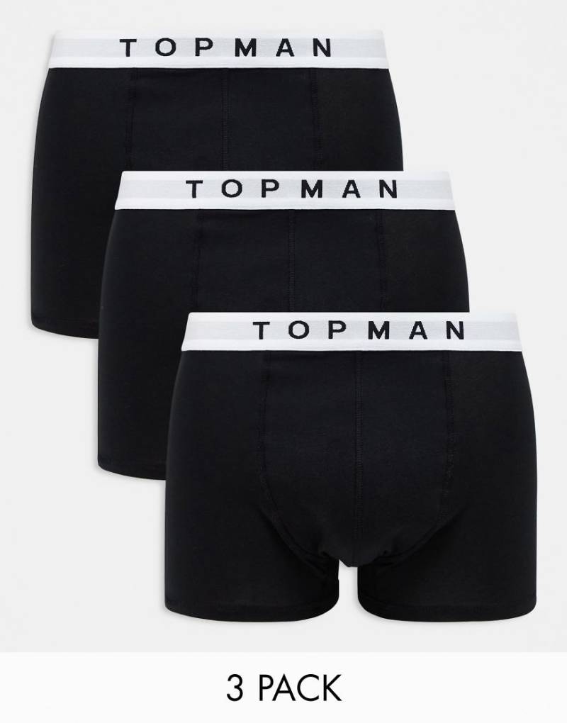 Topman - 3er-Pack Unterhosen in Schwarz mit weißem Taillenbund-Bunt von Topman