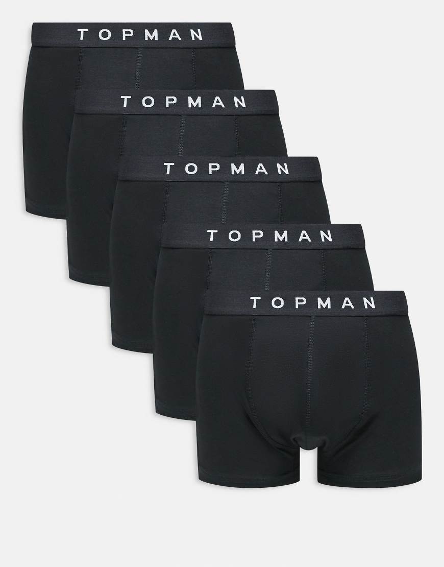 Topman - 5er-Pack Unterhosen in Schwarz mit schwarzem Bund von Topman