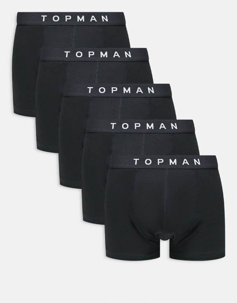Topman - 5er-Pack Unterhosen in Schwarz mit schwarzem Bund von Topman