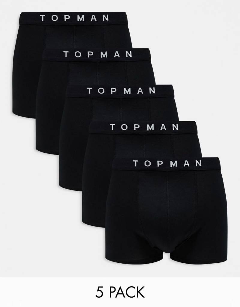 Topman - 5er-Pack Unterhosen in Schwarz mit schwarzem Taillenbund-Bunt von Topman