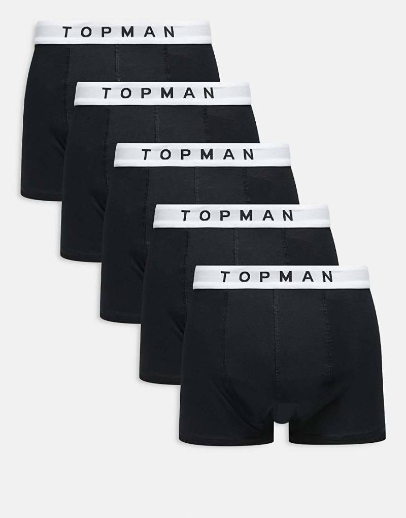 Topman - 5er-Pack Unterhosen in Schwarz mit weißem Bund von Topman