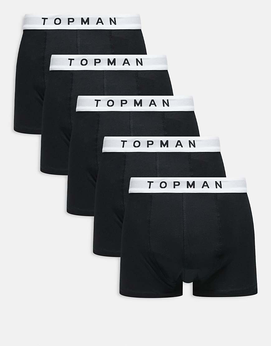 Topman - 5er-Pack Unterhosen in Schwarz mit weißem Bund von Topman