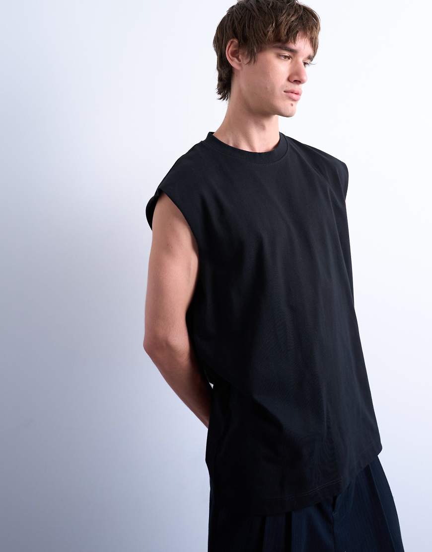 Topman - Ärmelloses Oversize-T-Shirt in Schwarz von Topman