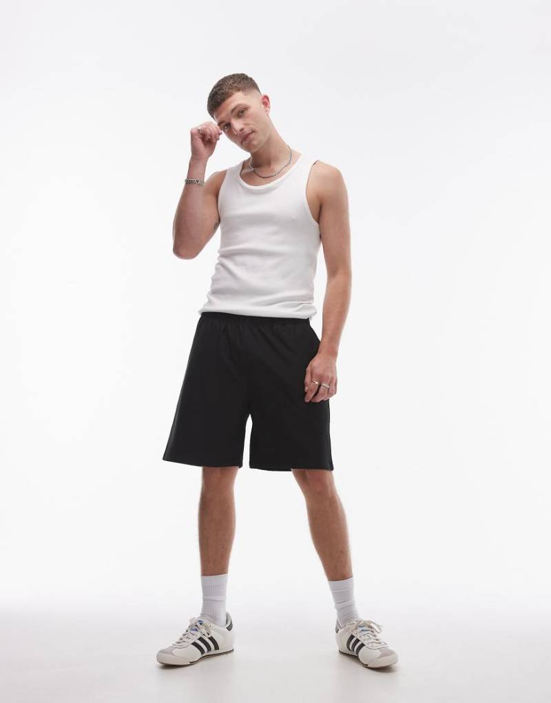 Topman - Airtex - Shorts in Schwarz in Oversize-Passform von Topman
