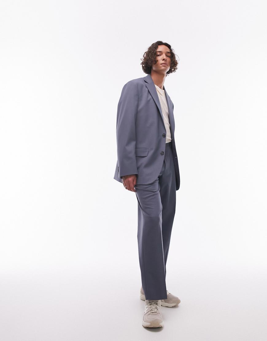 Topman - Anzughose in Blau mit weitem Schnitt von Topman
