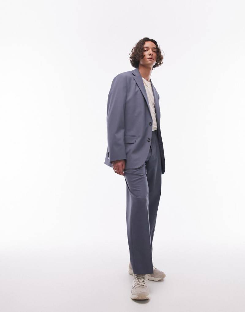 Topman - Anzughose in Blau mit weitem Schnitt von Topman