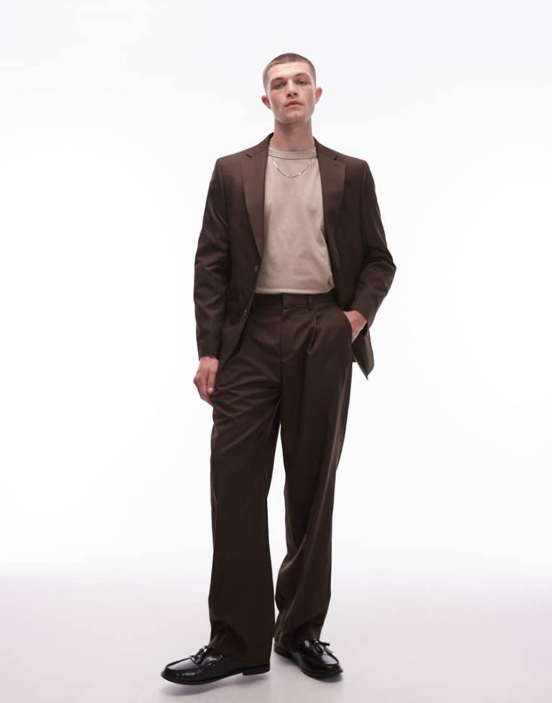 Topman - Anzughose in Braun mit weitem Schnitt von Topman