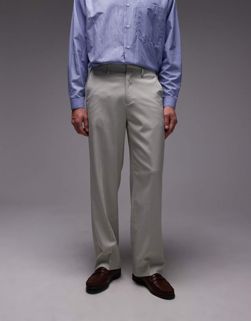 Topman - Anzughose in Hellkhaki mit weitem Bein-Grün von Topman