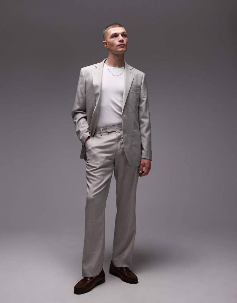 Topman - Anzughose in Stein mit geradem Schnitt-Neutral von Topman