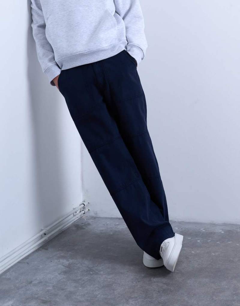 Topman - Baggy Fit Chinohose in Marineblau aus Twill von Topman