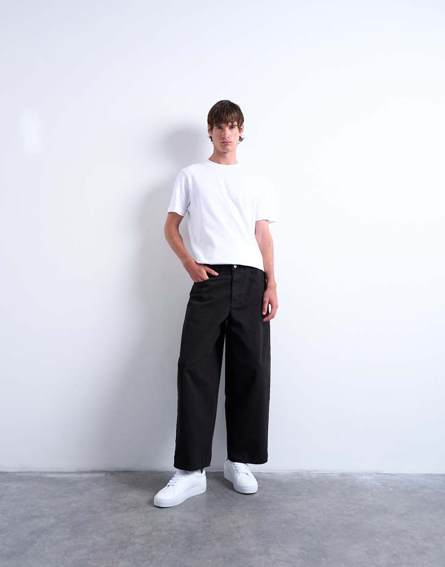 Topman - Barrel-Hose aus Canvas in Schwarz von Topman