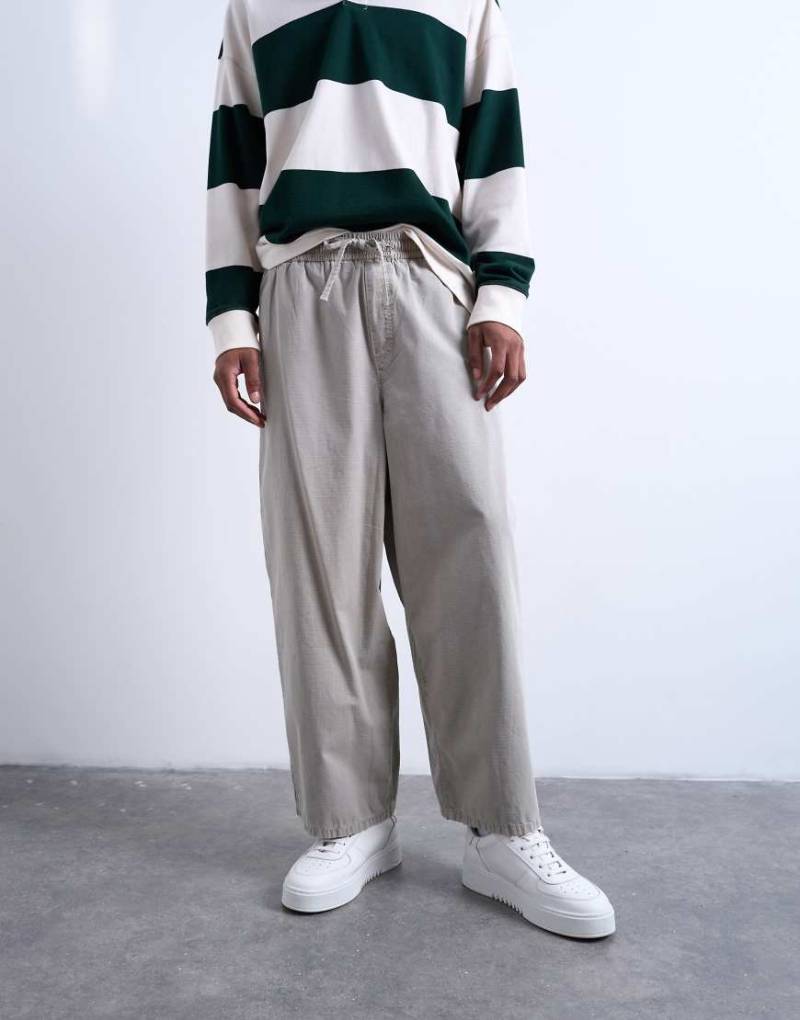 Topman - Barrel-Hose aus Ripstop in Steingrau-Neutral von Topman