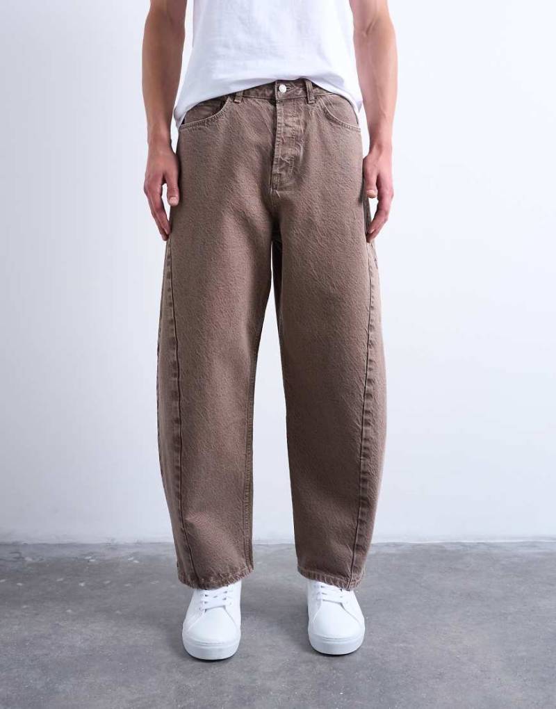 Topman - Barrel-Jeans aus festem Denim in Braun-Brown von Topman
