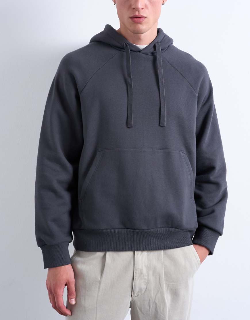 Topman - Boxy-Fit-Kapuzenpullover in Anthrazit-Grau von Topman