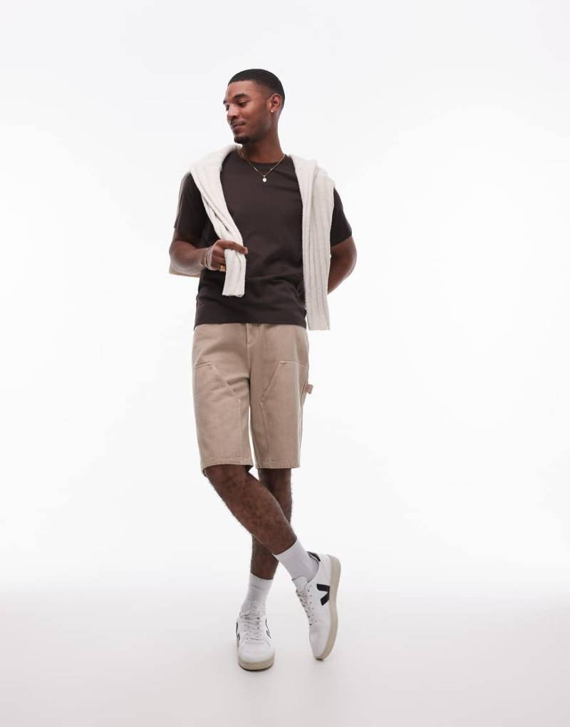Topman - Carpenter-Shorts in verwaschenem Stein-Neutral von Topman