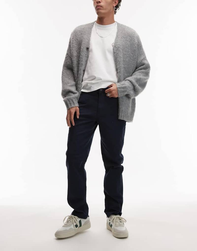 Topman - Chinohose mit schmalem Schnitt in Marineblau von Topman