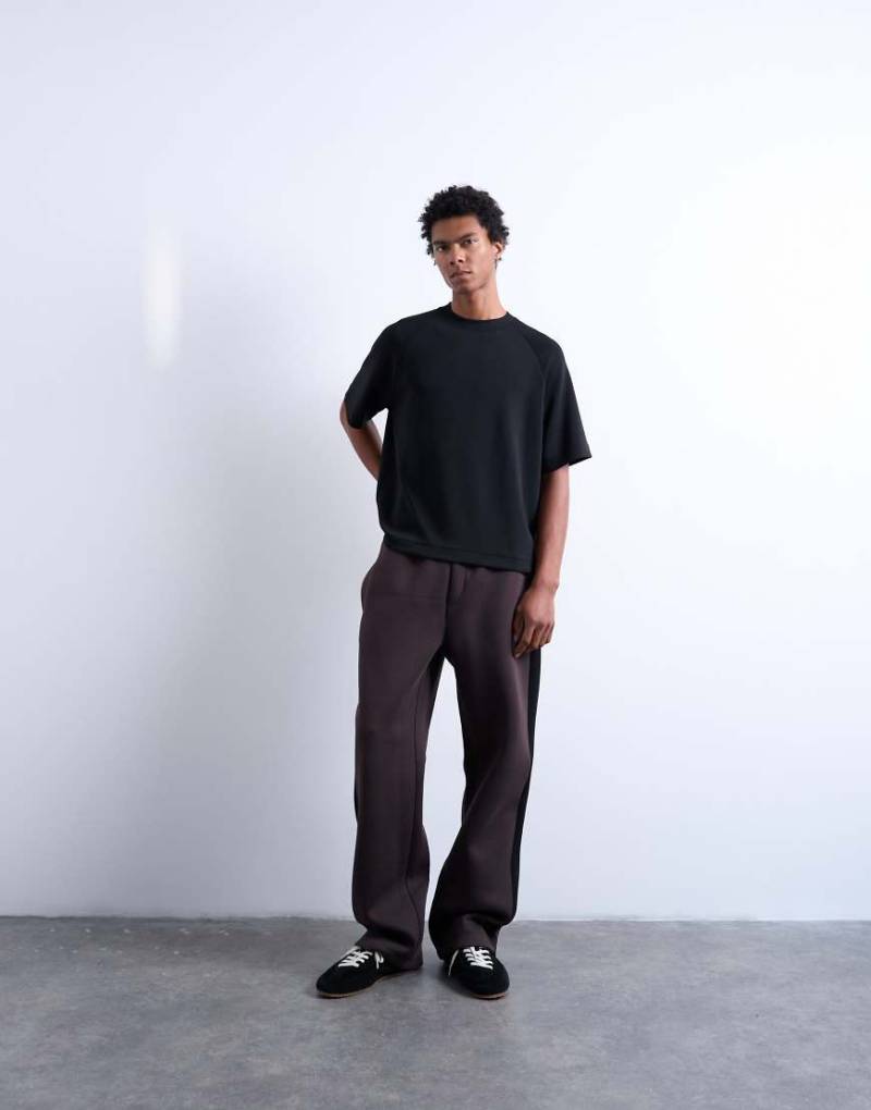 Topman - Cropped-T-Shirt in Schwarz mit Raglanärmeln-Rot von Topman