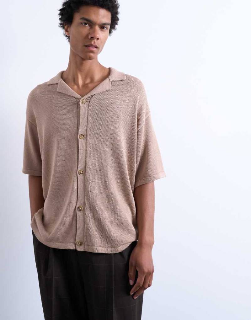 Topman - Durchgeknöpftes Hemd in Stein mit lässigem Schnitt-Neutral Topman - Durchgeknöpftes Hemd in Stein mit lässigem Schnitt-Neutral von Topman